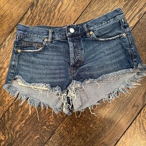 Denim Frayed Hem Women Shorts